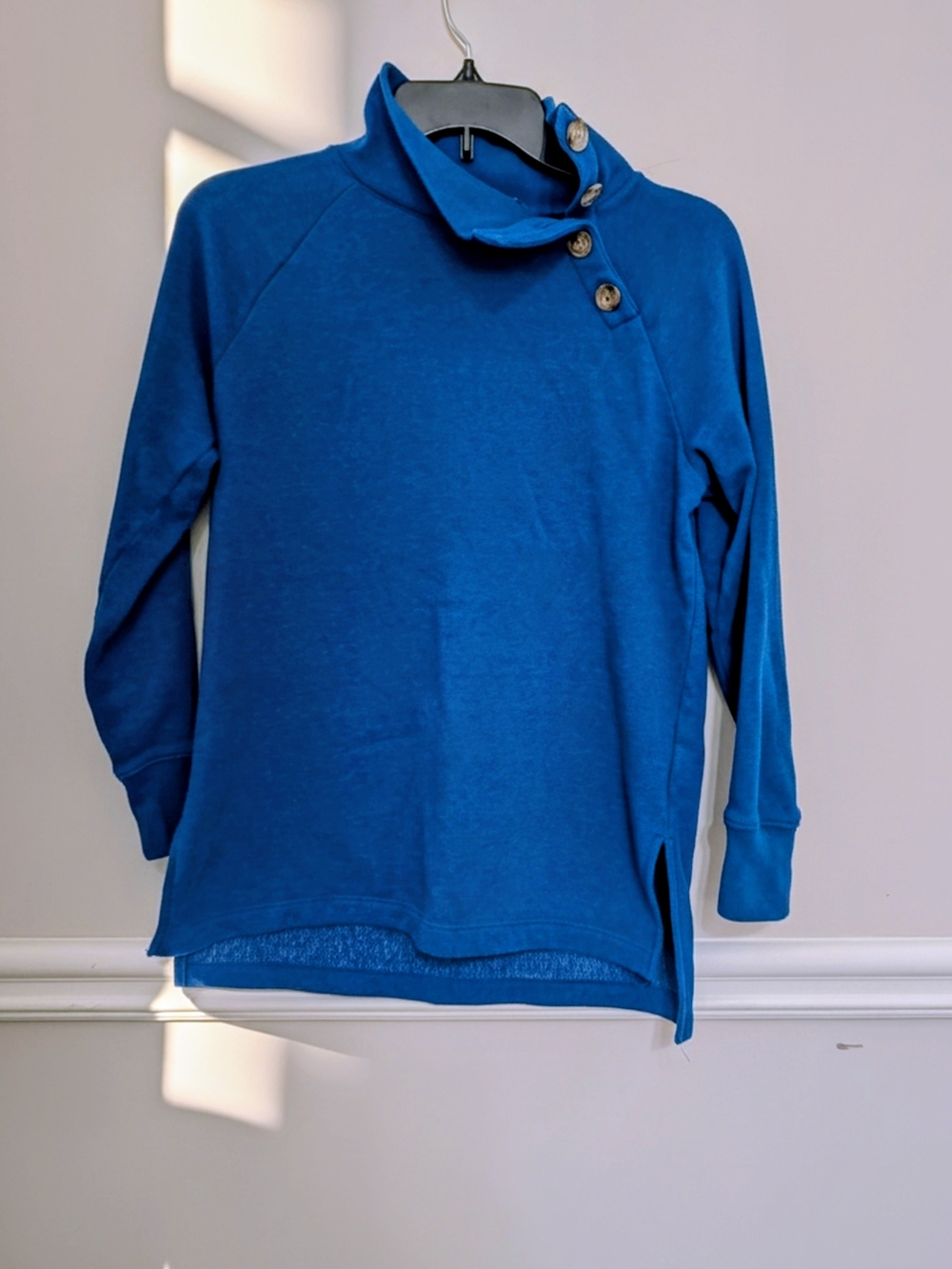 J. Crew Royal Blue Button-Neck Cowl Sweater XXS
